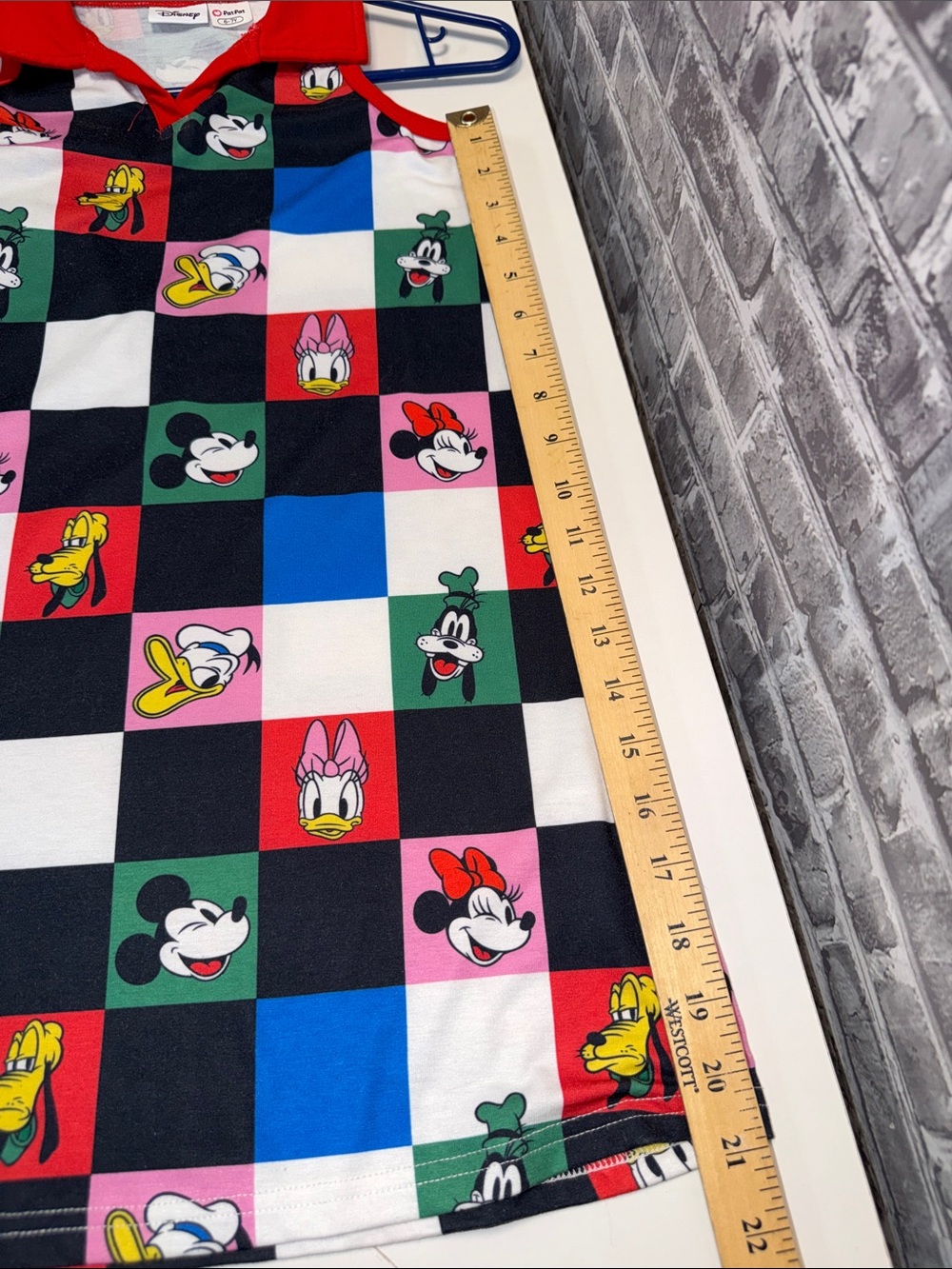 Disney Red Collar Checkerboard Character Dress with Multi-Colored Squares - Picture 7 of 9